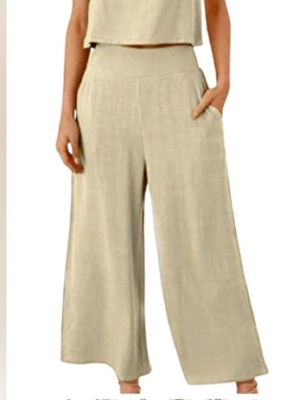 Cotton Linen Blend Wide Leg Pants